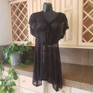 Black lace swim coverup